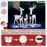VEIKOUS 3-Piece Pre-Lit Reindeer Family with 200 LED Lights