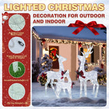VEIKOUS 3-Piece Pre-Lit Reindeer Family with 200 LED Lights