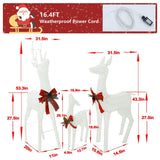VEIKOUS 3-Piece Pre-Lit Reindeer Family with 200 LED Lights