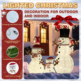 VEIKOUS 3-Piece Pre-Lit Snowman Family with 270 Warm White LED Lights