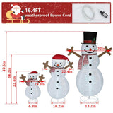 VEIKOUS 3-Piece Pre-Lit Snowman Family with 270 Warm White LED Lights
