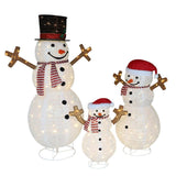 VEIKOUS 3-Piece Pre-Lit Snowman Family with 270 Warm White LED Lights