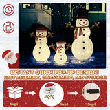 VEIKOUS 3-Piece Pre-Lit Snowman Family with 270 Warm White LED Lights