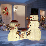 VEIKOUS 3-Piece Pre-Lit Snowman Family with 270 Warm White LED Lights