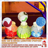 VEIKOUS 3-Pc 36" Pre-Lit Pop-Up Christmas Ornament Set with 90 LEDs