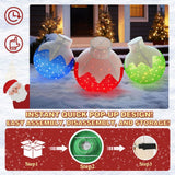 VEIKOUS 3-Pc 36" Pre-Lit Pop-Up Christmas Ornament Set with 90 LEDs