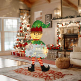 VEIKOUS 57" Pre-Lit 3D Christmas Elf Messenger with Envelope &100 LEDs