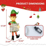 VEIKOUS 57" Pre-Lit 3D Christmas Elf Messenger with Envelope &100 LEDs